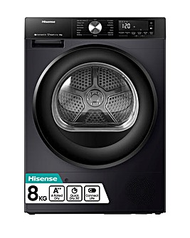 Hisense 3S Series DH3S802BB3 WiFi-enabled 8kg Heat Pump Tumble Dryer - Black