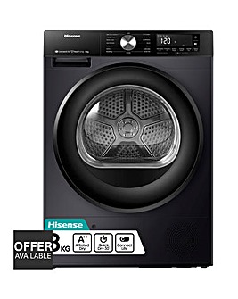 Hisense 3S Series DH3S802BB3 WiFi-enabled 8kg Heat Pump Tumble Dryer - Black