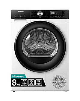 Hisense 3S Series DH3S802BW3 WiFi-enabled 8kg Heat Pump Tumble Dryer - White