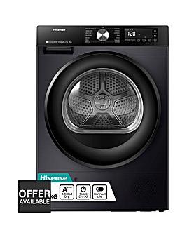 Hisense 3S Series DH3S902BB3 WiFi-enabled 9kg Heat Pump Tumble Dryer - Black