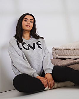 LOVE Crop Boxy Slogan Sweatshirt