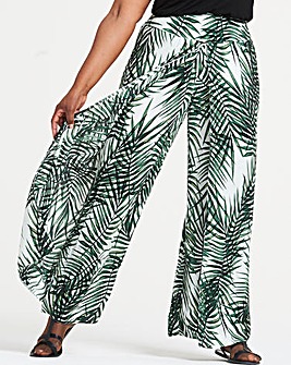 Apricot Palm Print Wrap Over Trousers