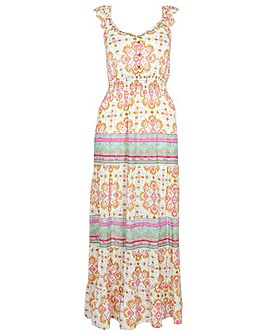 Monsoon Frill Tiered Printed Maxi Dress