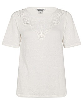 Monsoon Embroidered Jersey Linen T-Shirt