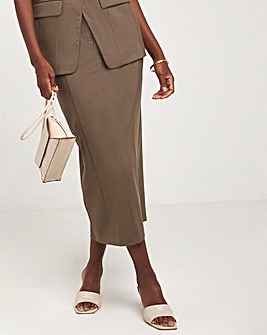 Neutral Midaxi Tailored Pencil Skirt