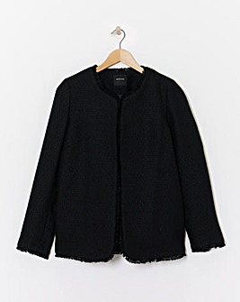Collarless Boucle Blazer