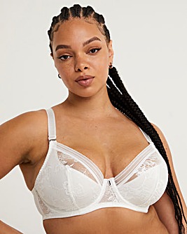 Fusion Lace White Padded Plunge Bra from Fantasie
