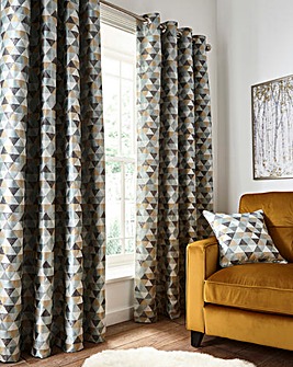 Zada Linear Geo Jacquard Eyelet Curtains