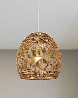 Ria Brown Rattan Easy Fit Pendant