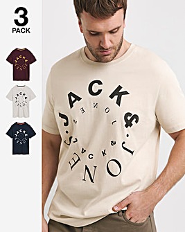 Jack & Jones Warrior 3 Pack Crew Neck T-Shirt