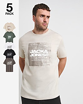 Jack & Jones Aero 5 Pack T-Shirt