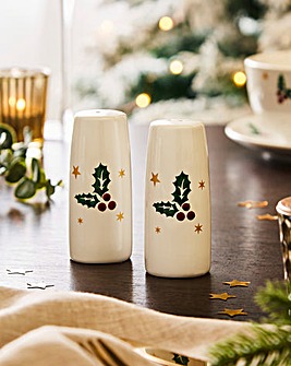 Holly and Stars Salt and Pepper Shakers
