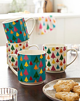 Merry and Bright Set of 4 Stacking Mugs