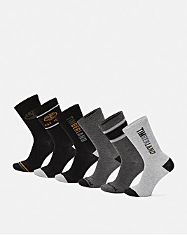 Timberland 6 Pack Multi Logo Crew Giftable Socks