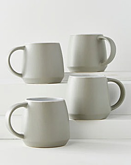 Grey Stoneware Set of 4 Mugs