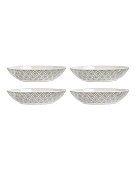 Grey Geo Set of 4 Pasta Bowls