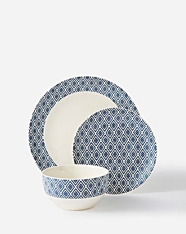 Navy Geo 12 Piece Dinner Set