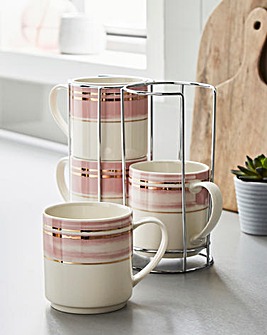 Brushed Glam Set of Four Stacking Mugs