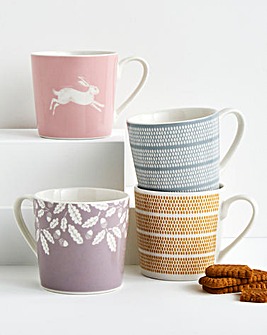 Artisan Hare Set of 4 Mugs