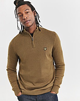 Lyle & Scott Brown Cotton Merino 1/4 Zip Jumper