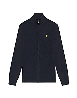 Lyle & Scott Lambswool Blend Zip Through Cardigan - Navy Marl