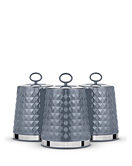 Tower Solitaire Set of 3 Canisters Grey