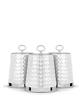 Tower Solitaire Set of 3 Canisters White