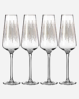 Deco Set of 4 Champagne Glasses