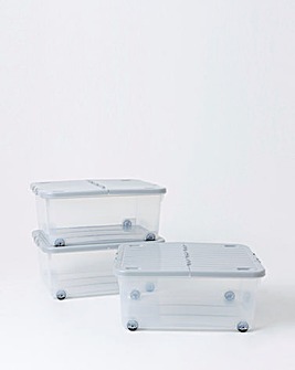 Wham 30L Set of 3 Boxes with Wheels and Folding Lid