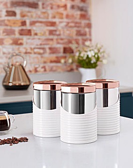 Tower Linear Set of 3 Canisters Rose