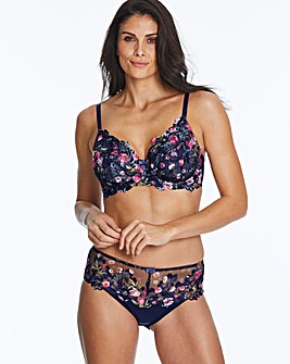 Joanna Hope Navy Printed Embroidery Underwired Non Padded Full Cup Bra