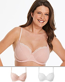 Pretty Secrets 2Pack Sophie Full Cup Cotton Rich Blush/White Bras
