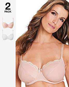 Pretty Secrets 2Pack Sophie Full Cup Cotton Rich Blush/White Bras