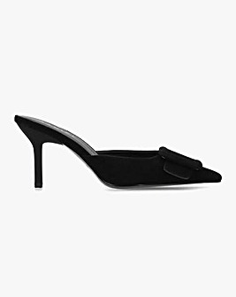 Daniel Etta Black Suede Buckle Trim Heeled Mules Standard Fit