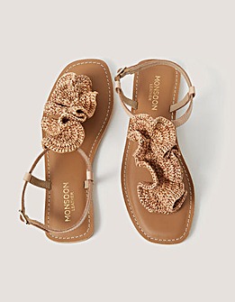 Monsoon Rosa Raffia Leather Sandals