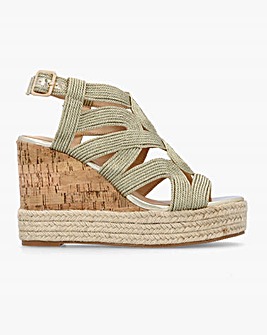 Daniel Yope Gold Rope High Wedge Espadrille Sandals Standard Fit