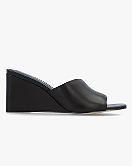 Daniel Sayne Black Leather Wedge Mules Standard Fit