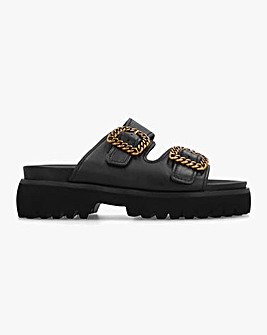 Daniel Annes Black Leather Chunky Mules Standard Fit