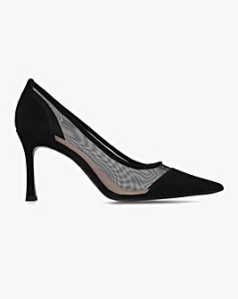 Daniel Elphaba Black Suede & Mesh Heeled Court Shoes Standard Fit