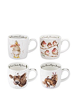 Wrendale Set of 4 Christmas Mugs
