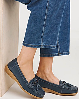 Samara Leather Tassel Detail Loafers Extra Wide EEE Fit