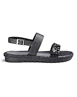 Heavenly Soles Premium Made In Italy Jewel Detail Sandals Wide E Fit