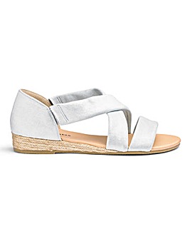 Soft Strap Low Wedge Espadrille Sandals Extra Wide EEE Fit