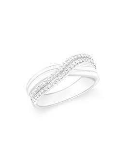 9ct Gold CZ Double-Crossover Ring