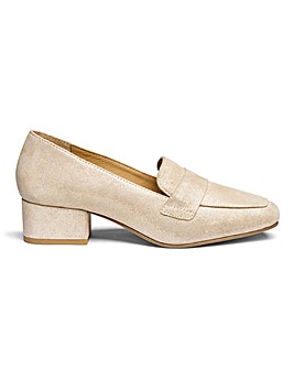 Leather Block Heel Loafers Wide E Fit