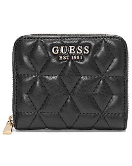 Guess Small Elenia Quilted Zip Around Purse