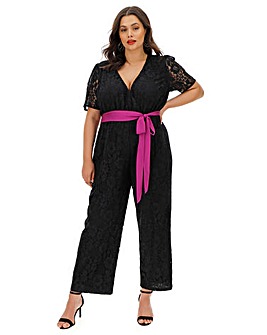 Lovedrobe Lace Jumpsuit With Belt