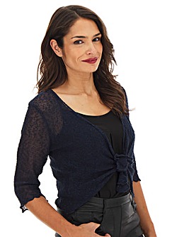 Apricot Glitter Knit Cropped Cardigan