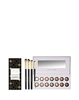 Laura Geller Soho Shimmers Eyeshadows and 4 piece brush set.
