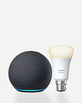 Amazon Echo Dot (4th Gen), Smart Speaker with Alexa Philips Hue White B22 Bulb